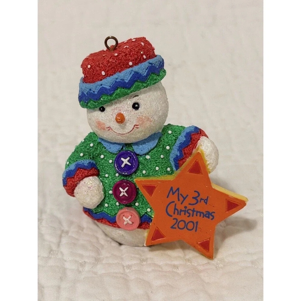 Vintage 2001 Carlton Cards AG Heirloom My 3rd Christmas Snowman Ornament Holiday